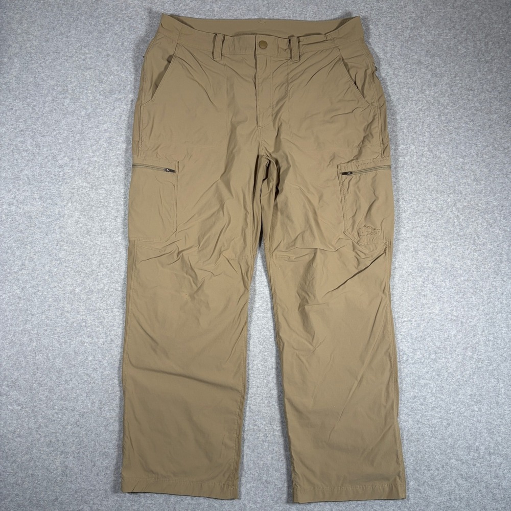 LL Bean Cresta Hiking Pants Mens 34x29 Tan Nylon Spandex Outdoor Trousers